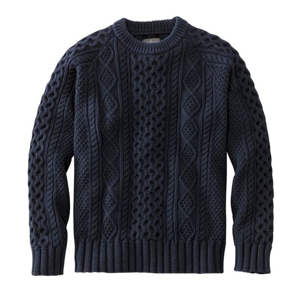 NWT LL Bean Women's Fisherman Crewneck Sweater in Navy Size Medium - Picture 1 of 4